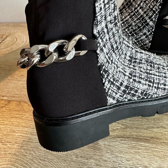 Nine West Talles 2 Tweed and Chain Ankle Moto Boot 8 - Picture 2 of 10